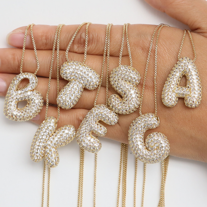 Sparkly Letter Diamond Pendent Necklace