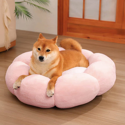 Cozy Pet Bed with Cute Floral Design & Removable Cover
