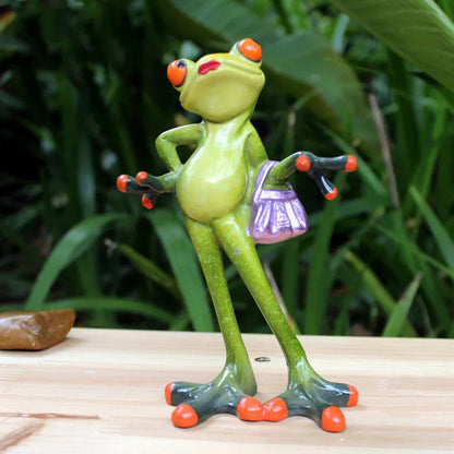 Colorful Garden Frog Figurine Decor