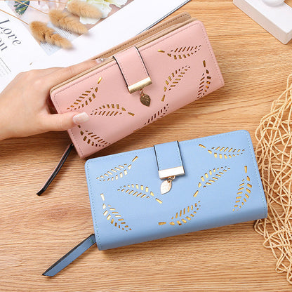 Stylish Women's Leaf Print Foldable Wallet