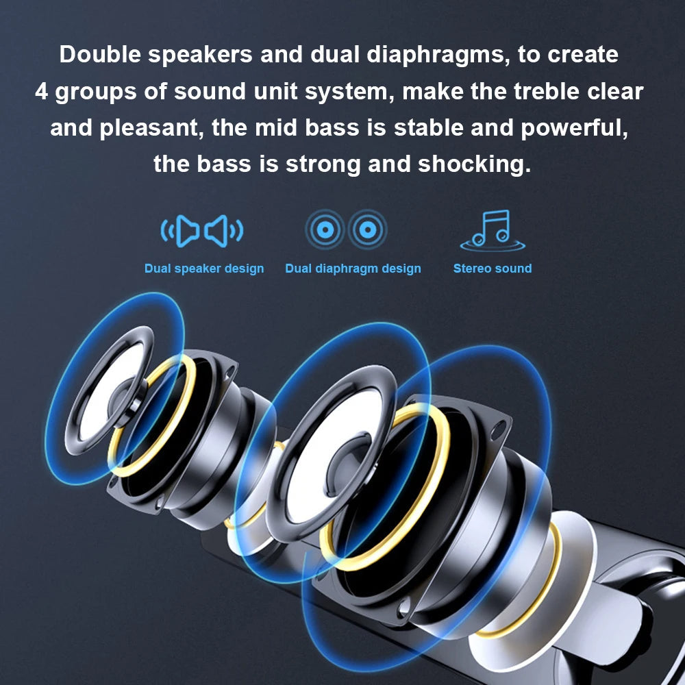 Compact LED Computer Soundbar Speaker With USB