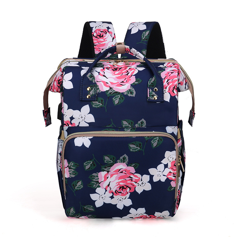 Stylish Floral Diaper Bag with Mosquito Net