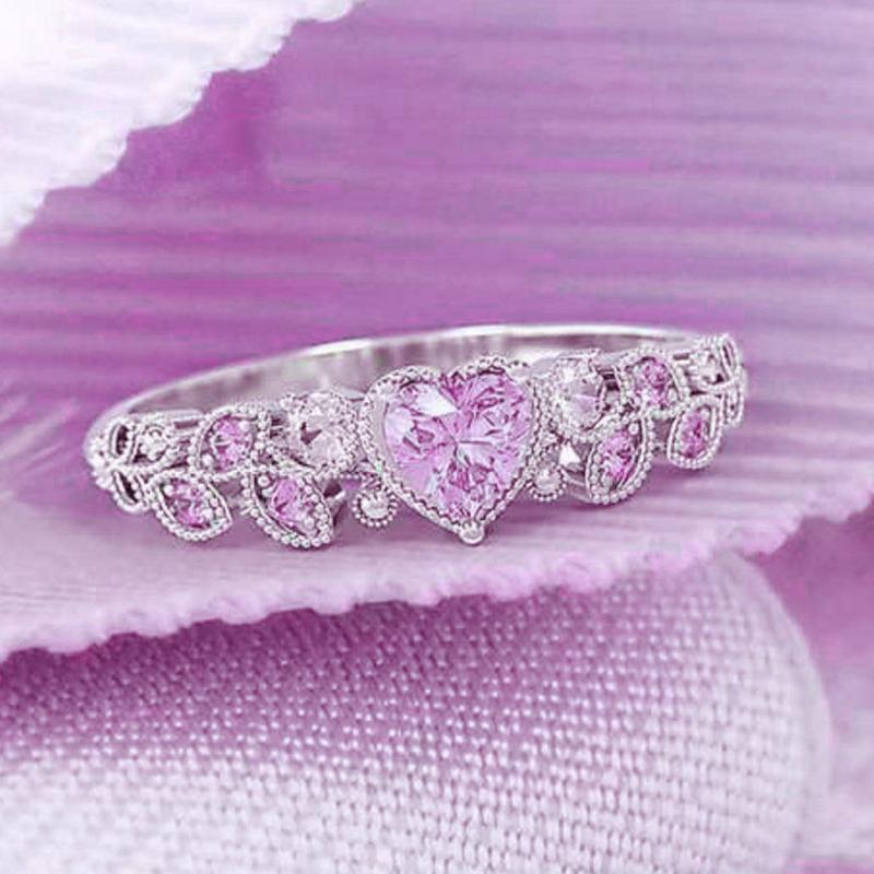 Elegant Diamond Heart Shaped Ring