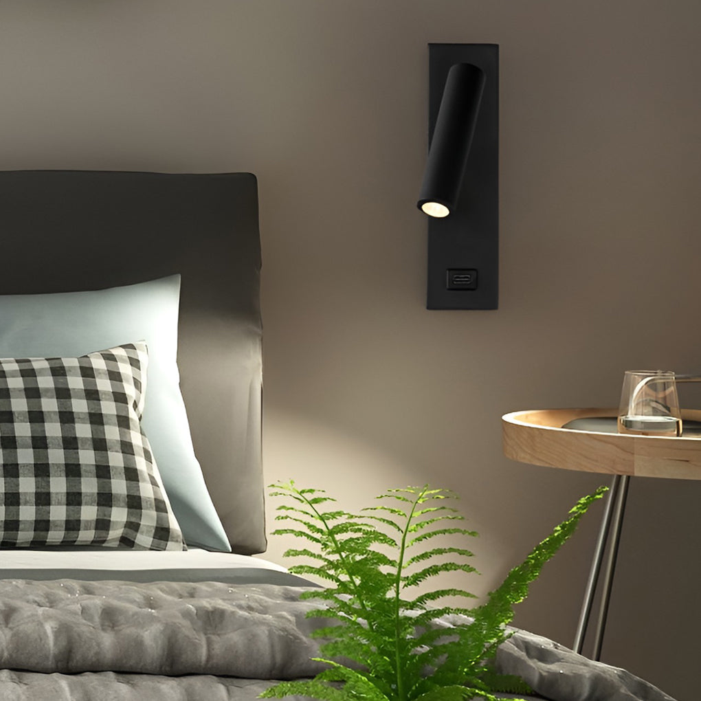 Slim LED Wall Lamp with Flexible Arm and USB Port - Luxicro