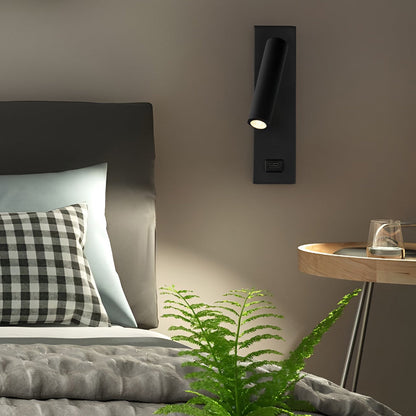 Slim LED Wall Lamp with Flexible Arm and USB Port - Luxicro