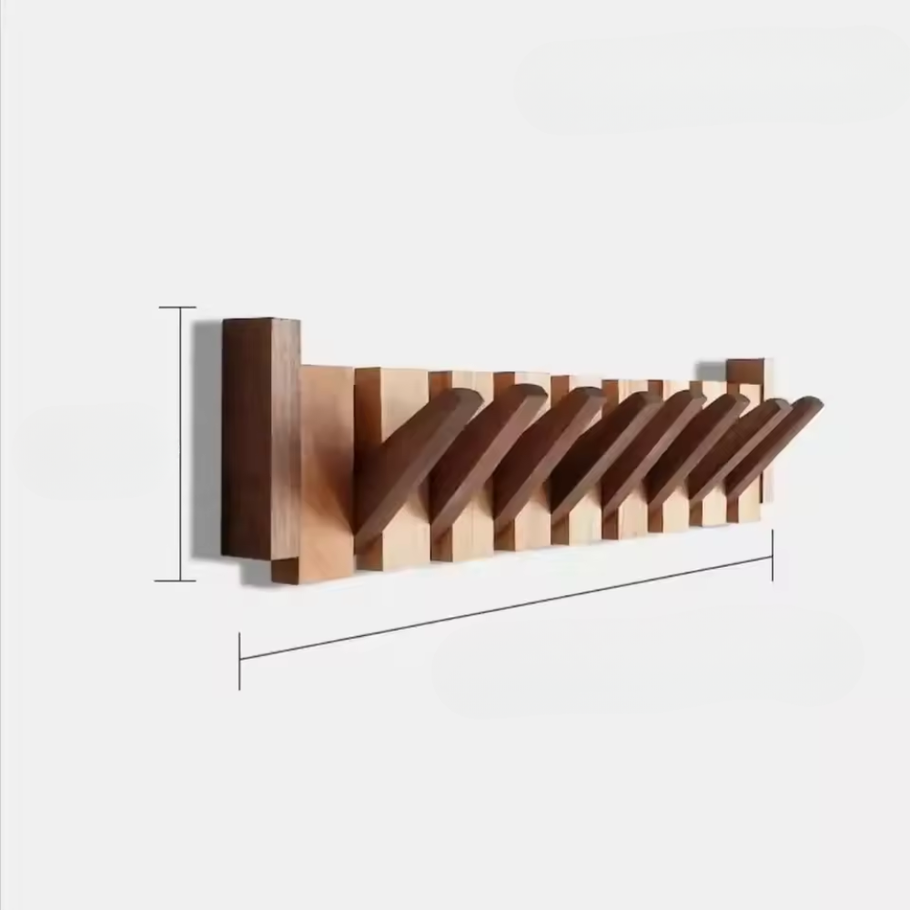 Rustic Wooden Coat Rack with Modern Hooks