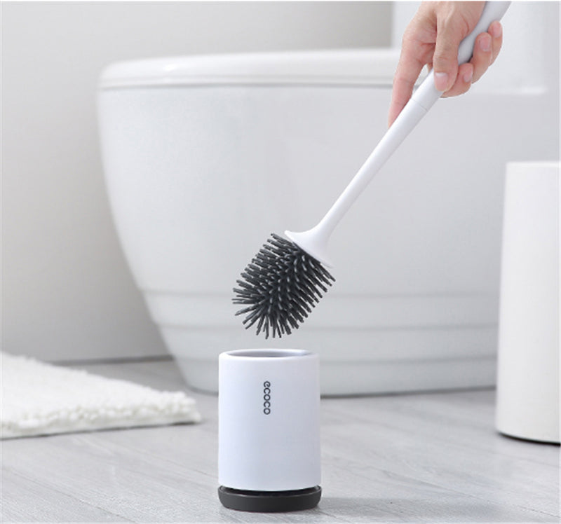 Ergonomic Silicone Toilet Brush with Holder - Luxicro