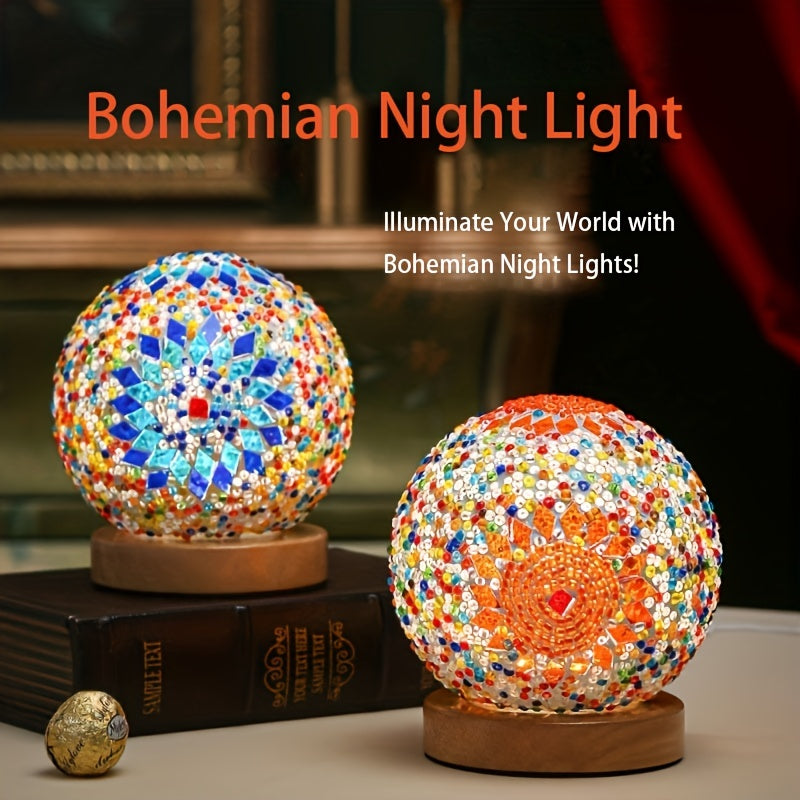 Beautiful Glass Table Lamp with Wooden Base