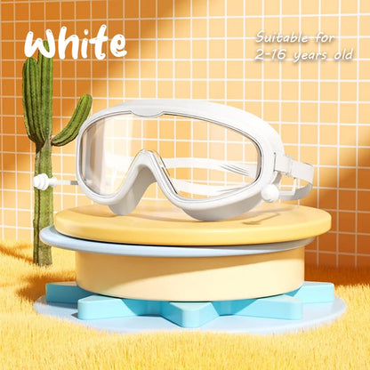 Kids Large Frame Clear Swim Goggles Waterproof