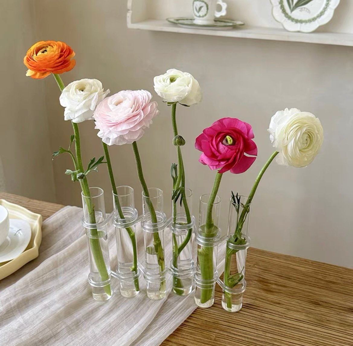 Flexible Flower Clear Glass Vase with Handles