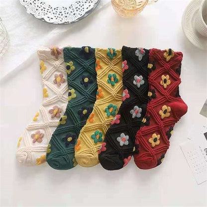 Colorful Floral Pattern Ankle Socks 5 Pack