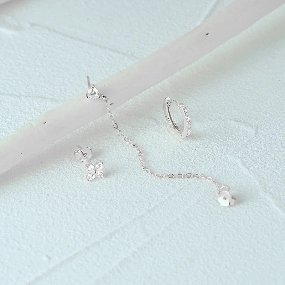 Delicate Flower Drop Earrings Set