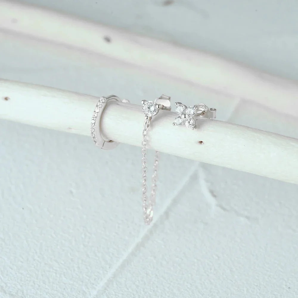 Delicate Flower Drop Earrings Set