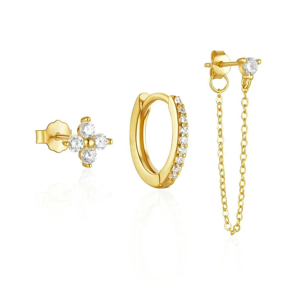 Delicate Flower Drop Earrings Set