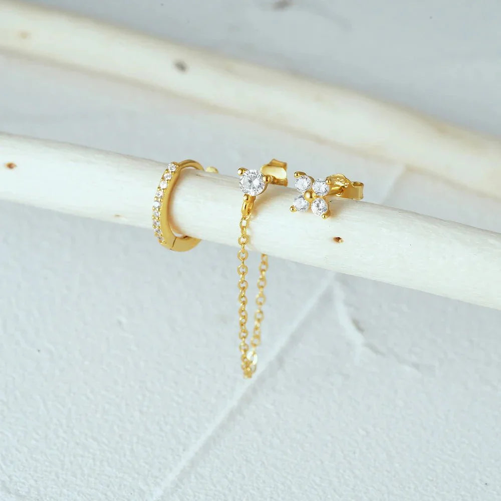 Delicate Flower Drop Earrings Set