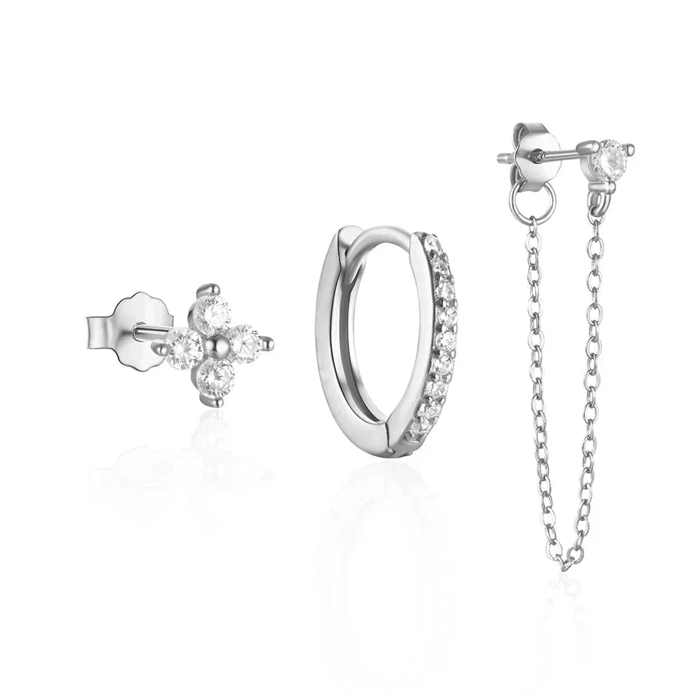 Delicate Flower Drop Earrings Set