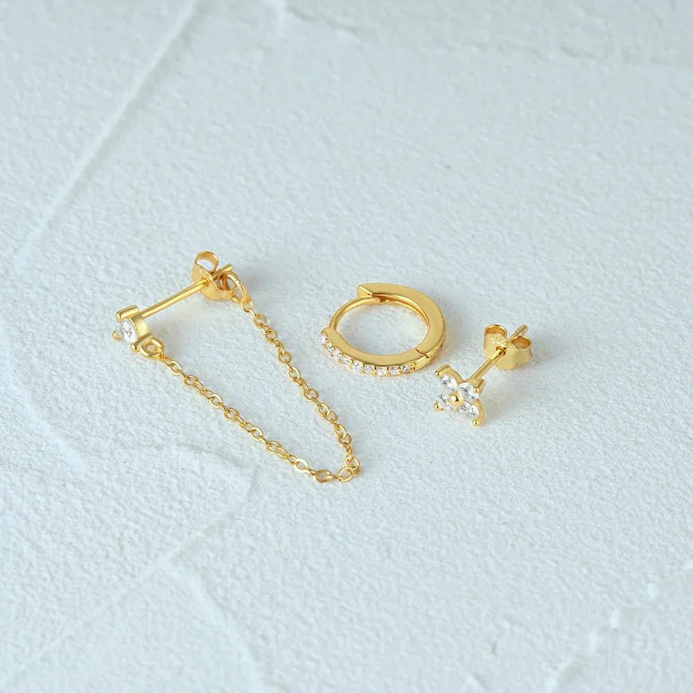 Delicate Flower Drop Earrings Set