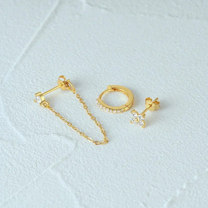 Delicate Flower Drop Earrings Set
