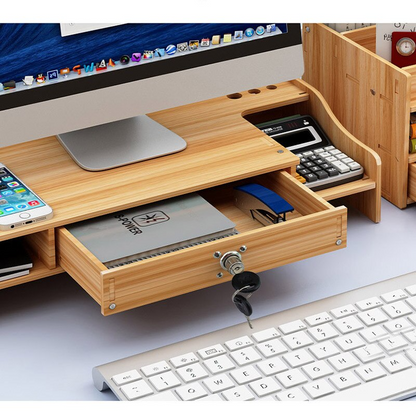 Adjustable Wooden Desktop Monitor Holder - Luxicro