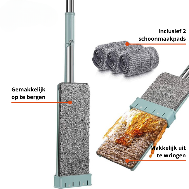Efficient Floor Mop with Easy Squeeze and Reusable Heads