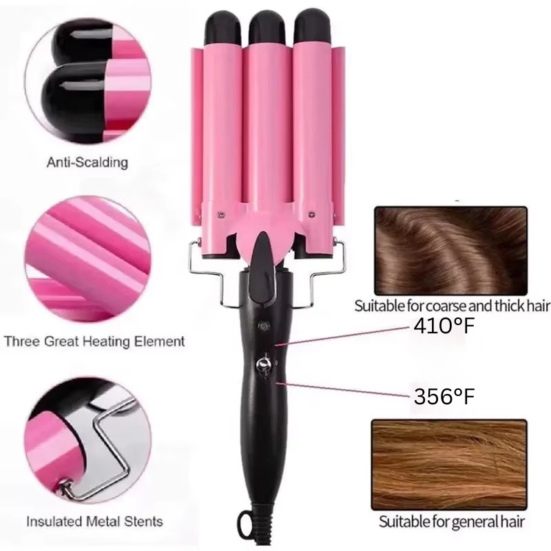 Ceramic 3 Barrel Curling Iron for Beautiful Waves