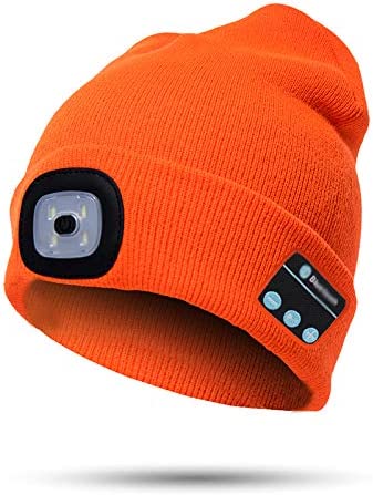 Warm Beanie Hat with LED Light and Bluetooth Headphones