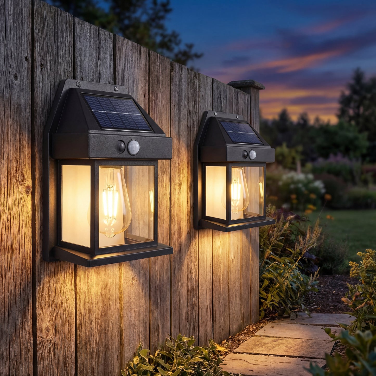 Outdoor Solar Powered Garden Lights (2 Pack)