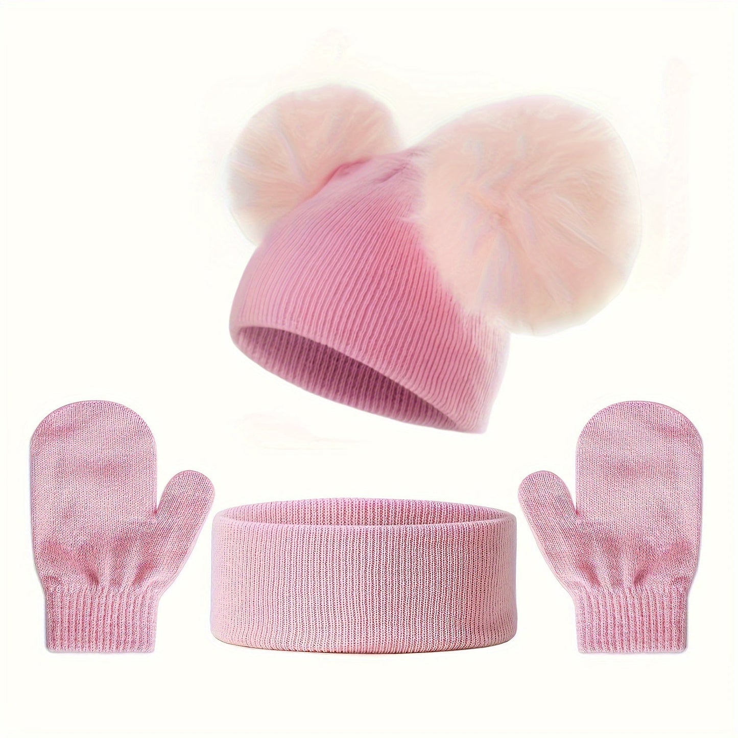 Warm Childrens Winter Hat Glove Set