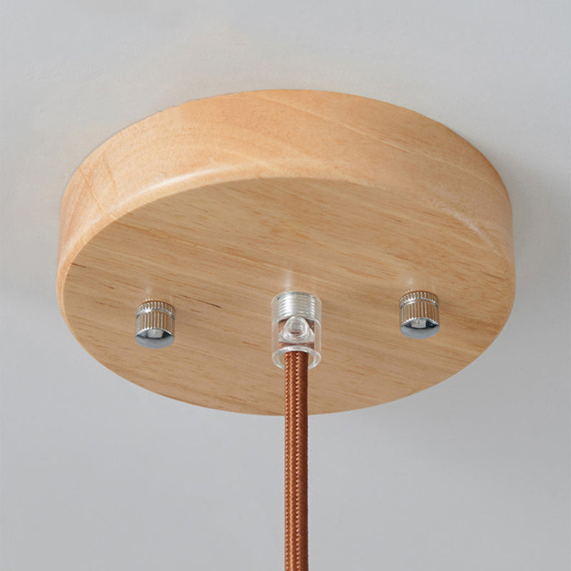 Vintage Wood and Glass Hanging Lamp