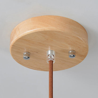 Vintage Wood and Glass Hanging Lamp