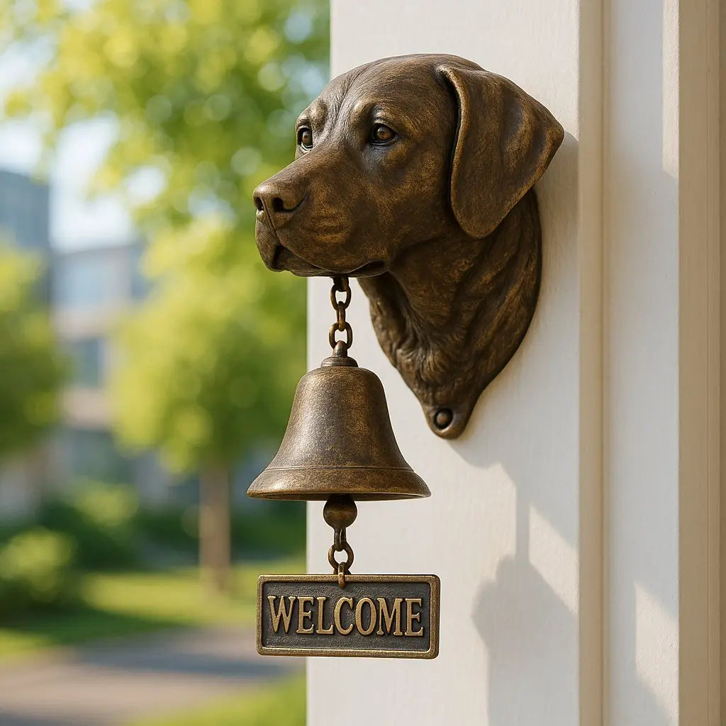 Traditional Bronze Wall Bell with Dog Design
