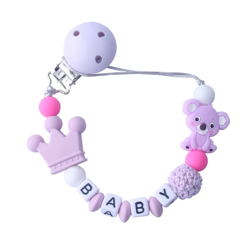 Adorable Infant Pacifier Holder with Teddy Crown