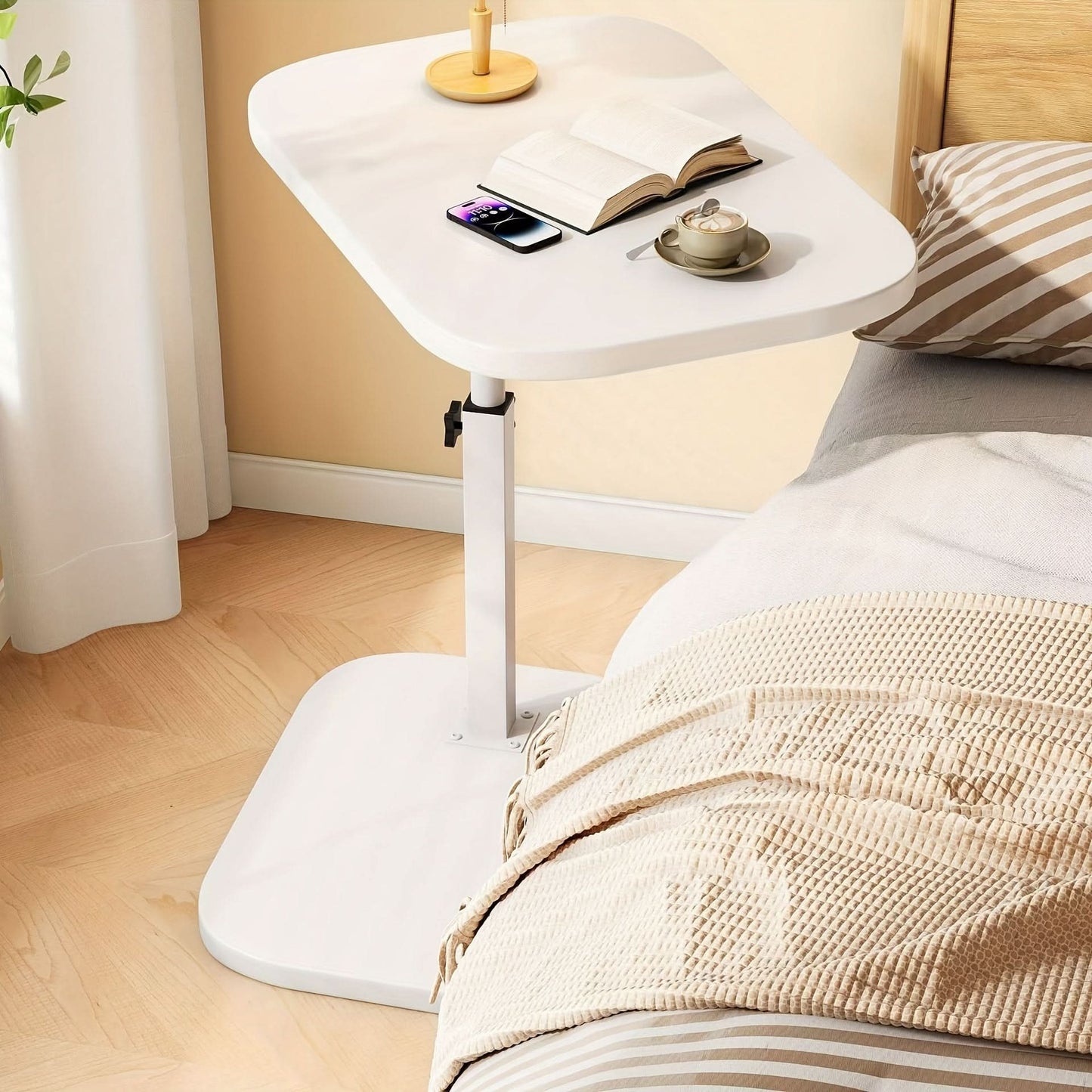 Compact Side Table - Wood and Metal Design