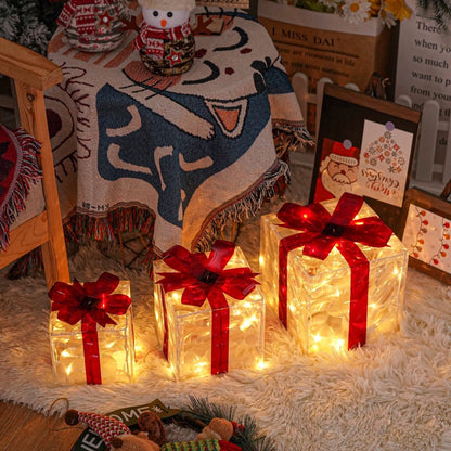 Bright LED Gift Boxes Set of 3 Christmas Decorations