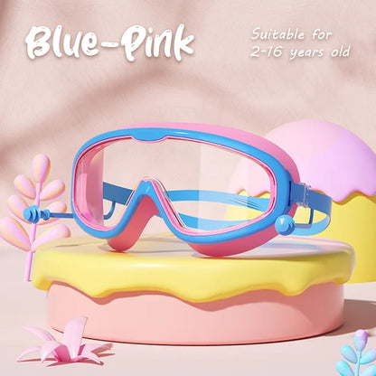 Kids Large Frame Clear Swim Goggles Waterproof