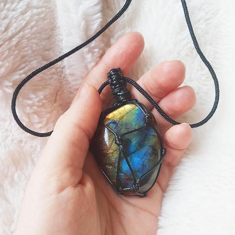 Natural Gemstone Labradorite Pendant Necklace