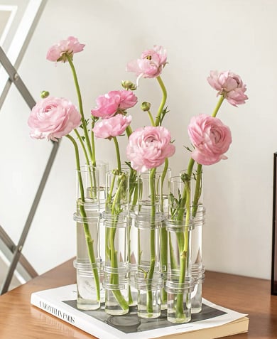Flexible Flower Clear Glass Vase with Handles - Luxicro
