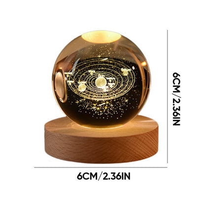 Decorative Glass Ball Table Lamp With Wooden Stand