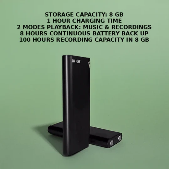 Compact Digital Voice Recorder with Long Battery Life