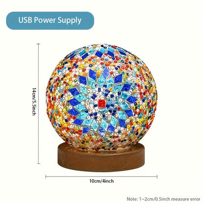 Beautiful Glass Table Lamp with Wooden Base