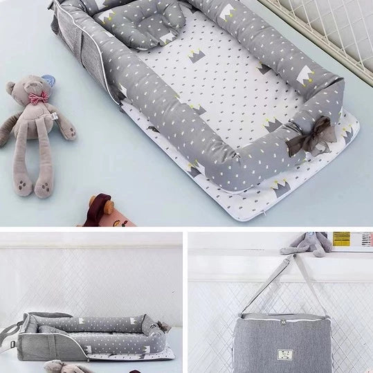 Compact Folding Baby Bed with Soft Pillow