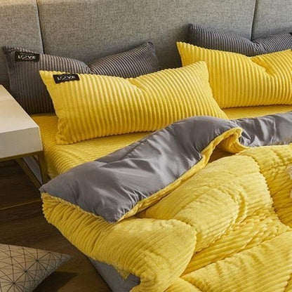 Plush Corduroy Soft Velvet Bedding Set
