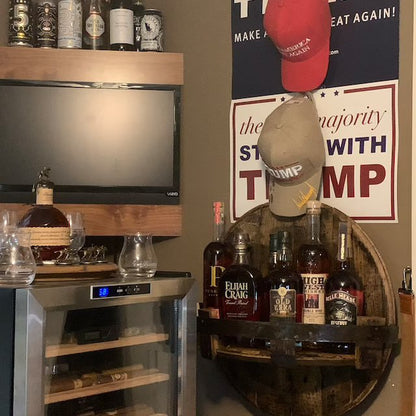 Reclaimed Wood Whiskey Barrel Shelf