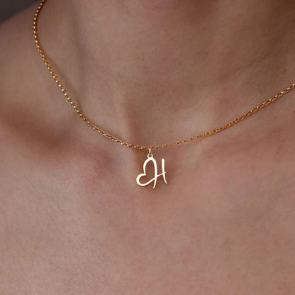 Dainty Monogram Heart Pendant Necklace