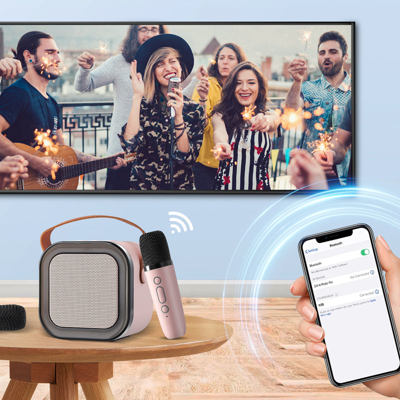 Compact Wireless Karaoke Machine with 2 Microphones