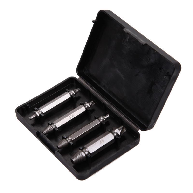 Quick Screw Extractor 4 Piece Double End Drill Bit Set - Luxicro