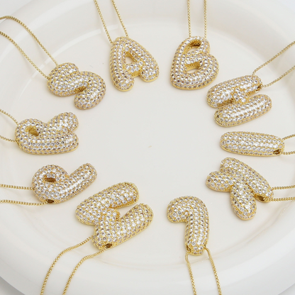 Sparkly Letter Diamond Pendent Necklace