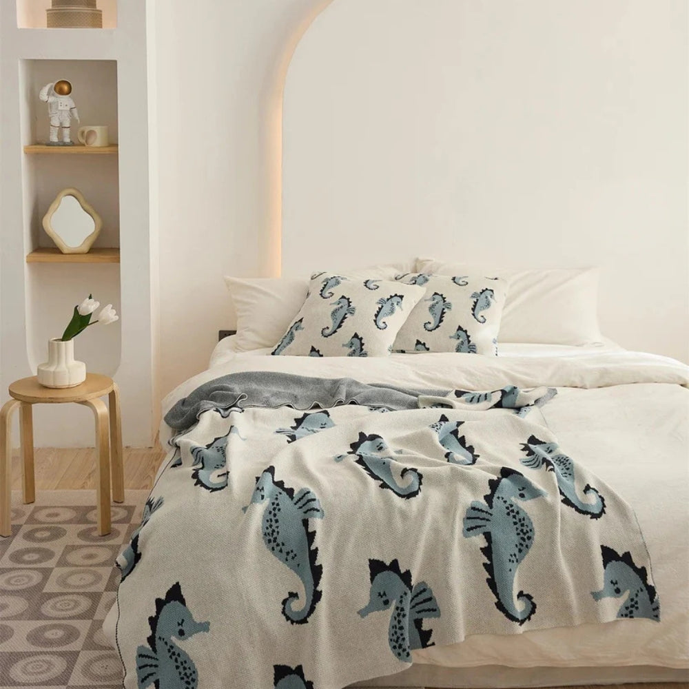 Coastal Ocean Sea Horse Blanket - Luxicro