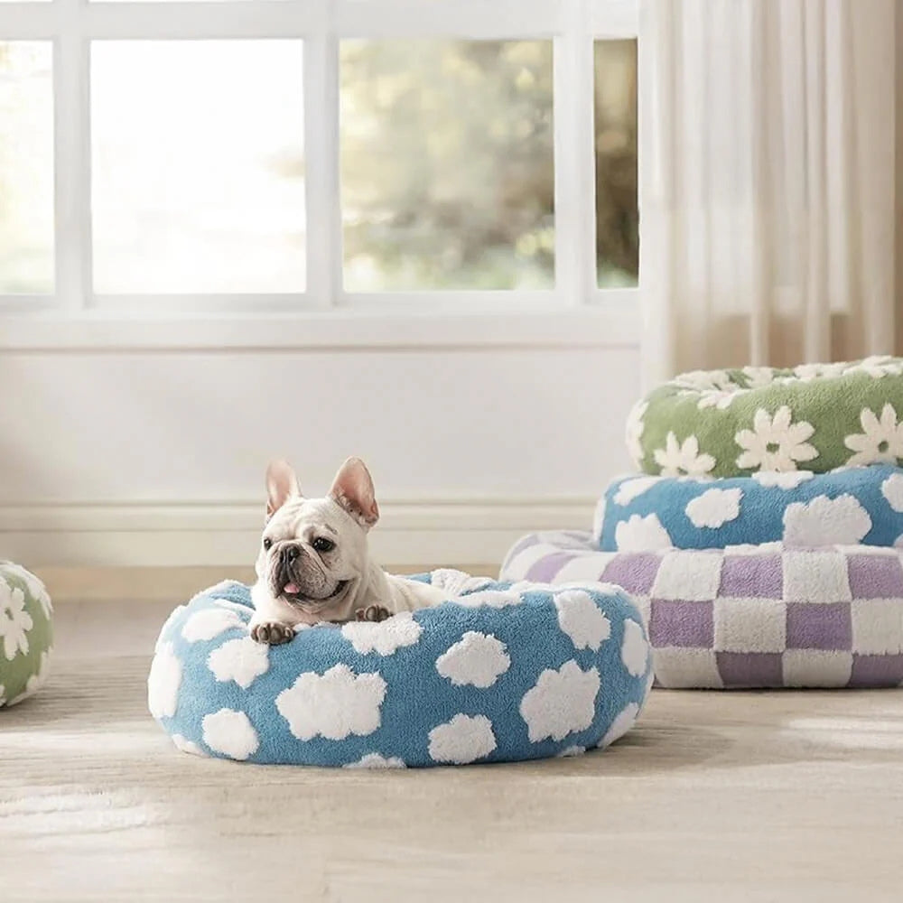 Cozy Plush Checkered Dog Bed - Luxicro