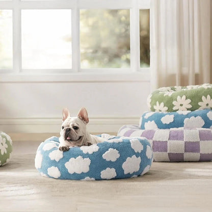 Cozy Plush Checkered Dog Bed - Luxicro